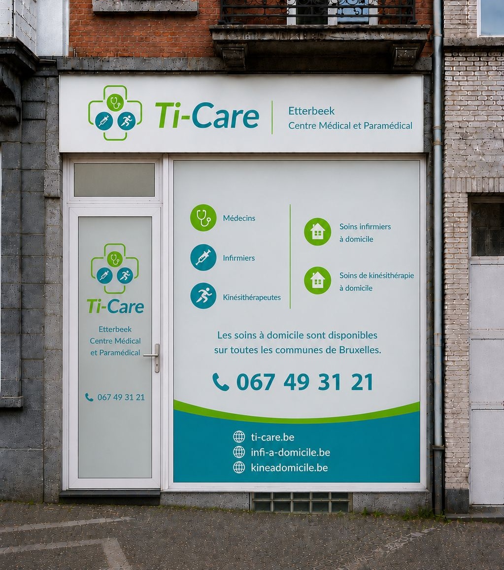 Vitrine du centre Ti-Care à Etterbeek